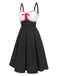[Pre-Sale] Gray 1950s Lace Polka Dot Bowknot Spaghetti Strap Dress