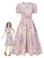 [Pre-Sale] Lavender 1950s Floral V-Neck Puff Sleeve Dress