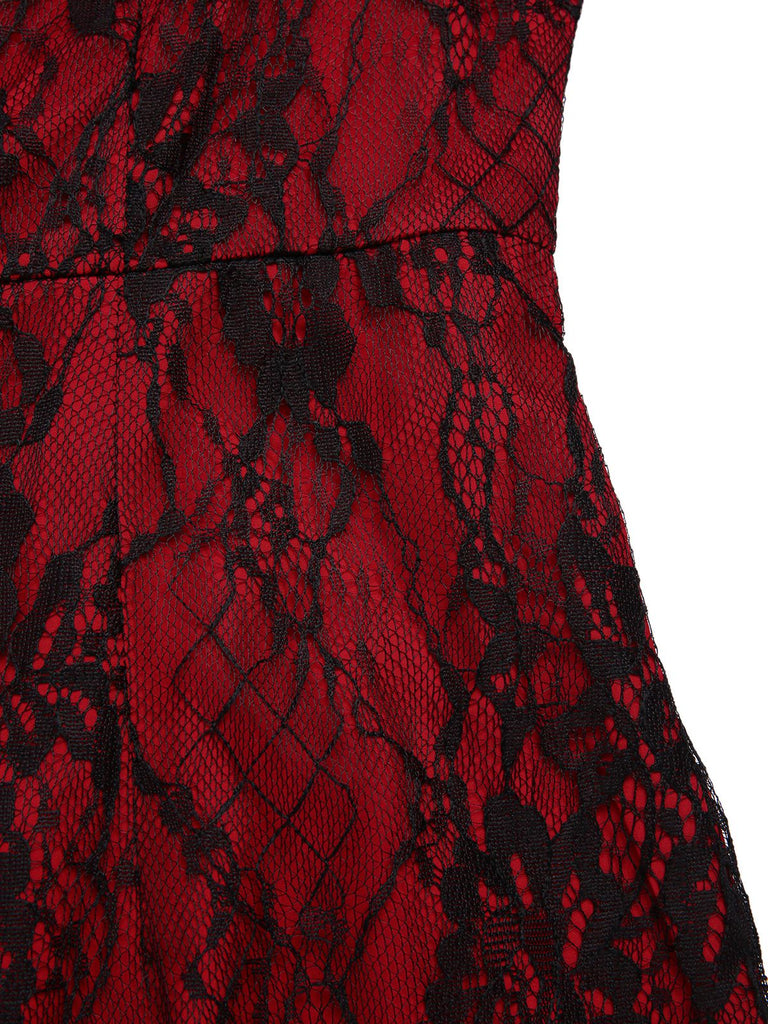 [Pre-Sale] 1930s Sweetheart Lace Puff Sleeve Sheer Fishtail Dress