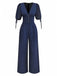 [Pre-Sale] Navy 1930s Polka Dot V Neck Jumpsuit