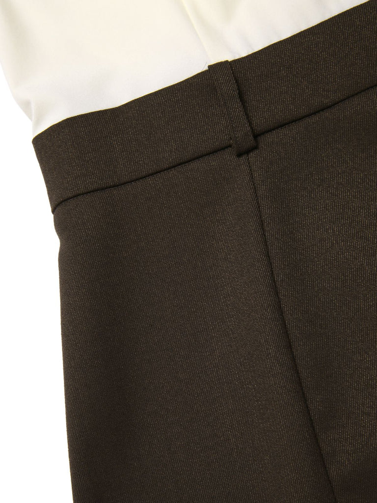 [Pre-Sale] Brown 1960s Contrast Collar Long Sleeve Pencil Dress