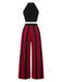 [Pre-Sale] 2PCS Black 1940s Heart Colorblock Crop Top & Pants