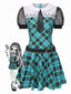 [Pre-Sale] Blue 1970s Plaid Peter Pan Collar Frankie Stein Dress
