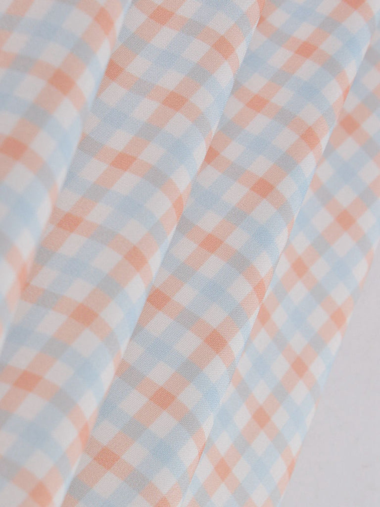 White 1950s Gingham Plaid Spaghetti Strap Dress