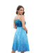 Blue 1950s Halloween Elsa Sequined Snowflake Spaghetti Strap Dress