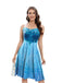 Blue 1950s Halloween Elsa Sequined Snowflake Spaghetti Strap Dress