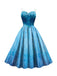 Blue 1950s Halloween Elsa Sequined Snowflake Spaghetti Strap Dress