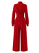 1950s Solid Keyhole High Neck Velvet Jumpsuit