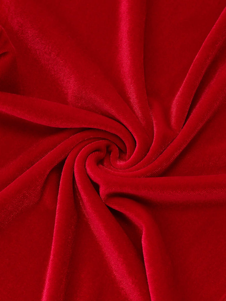 1950s Solid Keyhole High Neck Velvet Jumpsuit