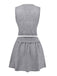 2PCS Grey 1960s Knitted V-Neck Top & Skirt