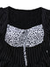 Black 1950s Leopard Vertical Stripe Waist Dress