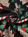 Black 1950s Christmas Print V-Neck Cross Back Dress