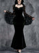 Black 1930s Lace Sleeve Velvet Fishtail Dress