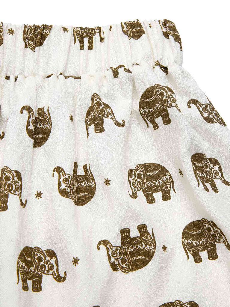 [Pre-Sale] 2PCS 1940s Embroidered Blouse & Elephant Print Skirt