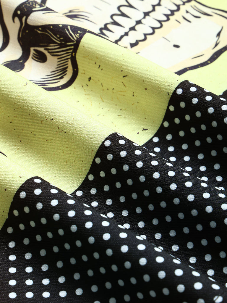Yellow 1960s Cat Skull Sleeveless A-Line Dress