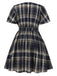 [Pre-Sale] [Plus Size] Blue 1940s Plaid Tie-Front Dress