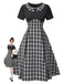 [Pre-Sale] Black 1950s Lapel Pleated Plaid Patchwork Dress