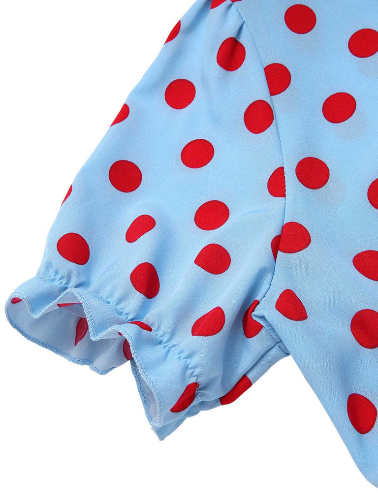 [Pre-Sale] 2PCS 1940s Ruffle Polka Dot Dress & Cotton Apron Skirt