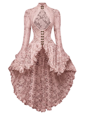 [Pre-Sale] Pink 1980s Gigot Sleeve Victorian Lace Dress