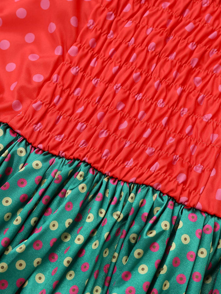 Green 1930s Grinch Martha Cosplay Polka Dot Strapless Dress