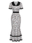 [Pre-Sale] White & Black 1930s Leopard Lace Fishtail Dress