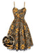 [Pre-Sale] 1950s Slip Leopard Sunflower Butterflies Lace Dress