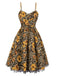 [Pre-Sale] 1950s Slip Leopard Sunflower Butterflies Lace Dress