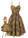 [Pre-Sale] 1950s Slip Leopard Sunflower Butterflies Lace Dress