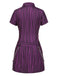 [Pre-Sale] Purple 1940s Gothic Striped Chains Belted Mini Dress