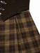 [Pre-Sale] Brown 1930s Fake 3PCS Bow Plaid Jumpsuit