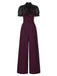 [Pre-Sale] Black 1930s Mesh Patchwork Vertical Stripe Jumpsuit