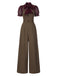 [Pre-Sale] Red 1930s Mesh Patchwork Vertical Stripe Jumpsuit