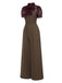 [Pre-Sale] Red 1930s Mesh Patchwork Vertical Stripe Jumpsuit
