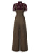 [Pre-Sale] Red 1930s Mesh Patchwork Vertical Stripe Jumpsuit