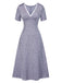 [Pre-Sale] Lavender 1940s Satin Ditsy Floral Lace V-Neck Dress