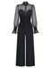 [Pre-Sale] Black 1950s Solid Sheer Sleeve Ruffled Collar Jumpsuit