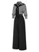 [Pre-Sale] Black 1940s Shirt Collar Stripe Jumpsuit With Cape