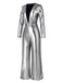 [Pre-Sale] Silver 1980s Metallic Deep-V Belt Jumpsuit