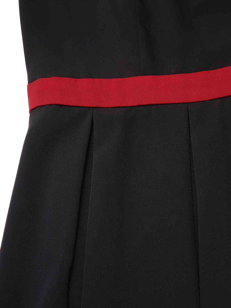 [Pre-Sale] Black 1950s Contrast Lace Patchwork Boat Neck Dress