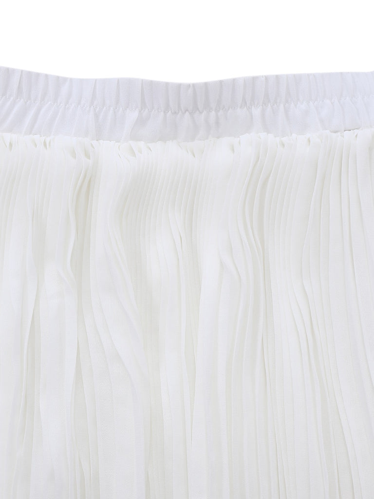 [Pre-Sale] 2PCS Blue & White 1950s Multi-Pocket Top & Pleated Skirt