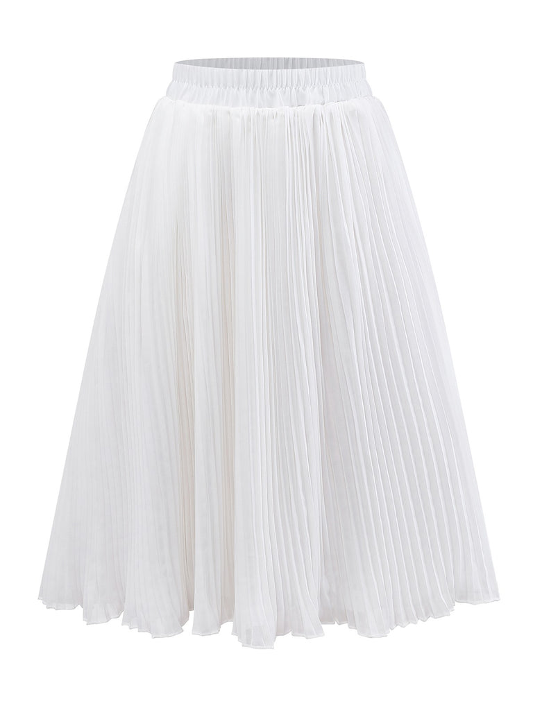 [Pre-Sale] 2PCS Blue & White 1950s Multi-Pocket Top & Pleated Skirt