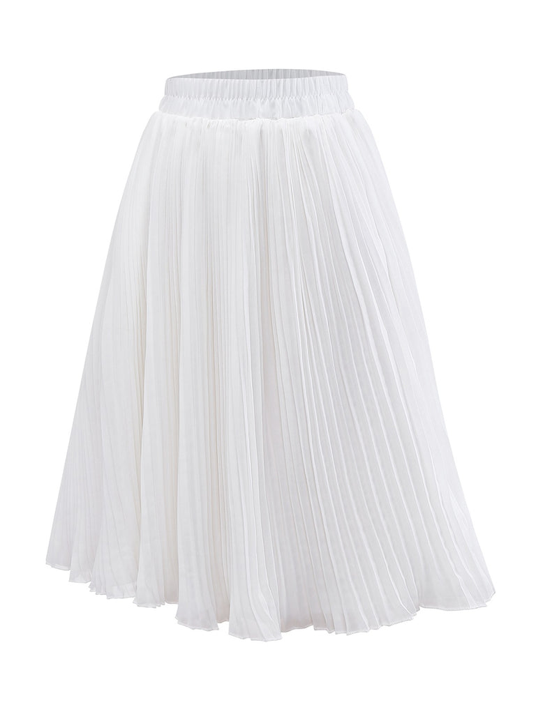 [Pre-Sale] 2PCS Blue & White 1950s Multi-Pocket Top & Pleated Skirt