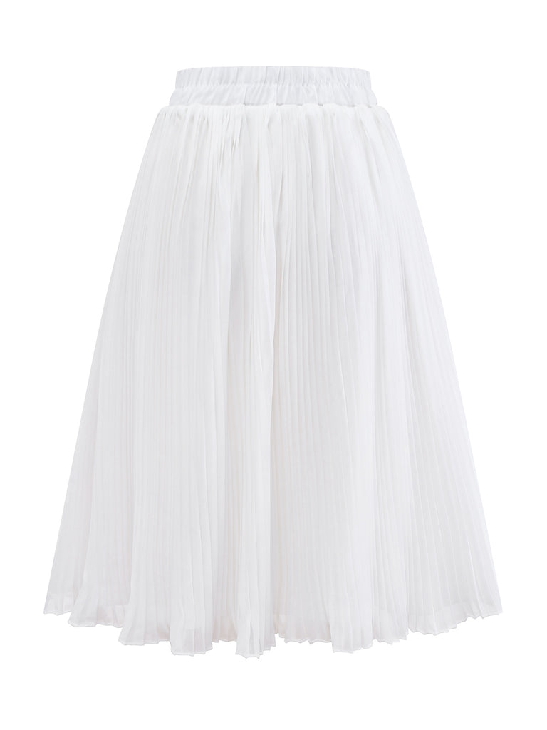 [Pre-Sale] 2PCS Blue & White 1950s Multi-Pocket Top & Pleated Skirt