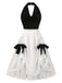 [Pre-Sale] White 1950s Velvet Lace Halter Bow Ruched Princess Dress