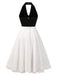 [Pre-Sale] White 1950s Velvet Lace Halter Bow Ruched Princess Dress