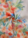 Multicolor 1950s Floral V-Neck Lantern Sleeve Belted Dress