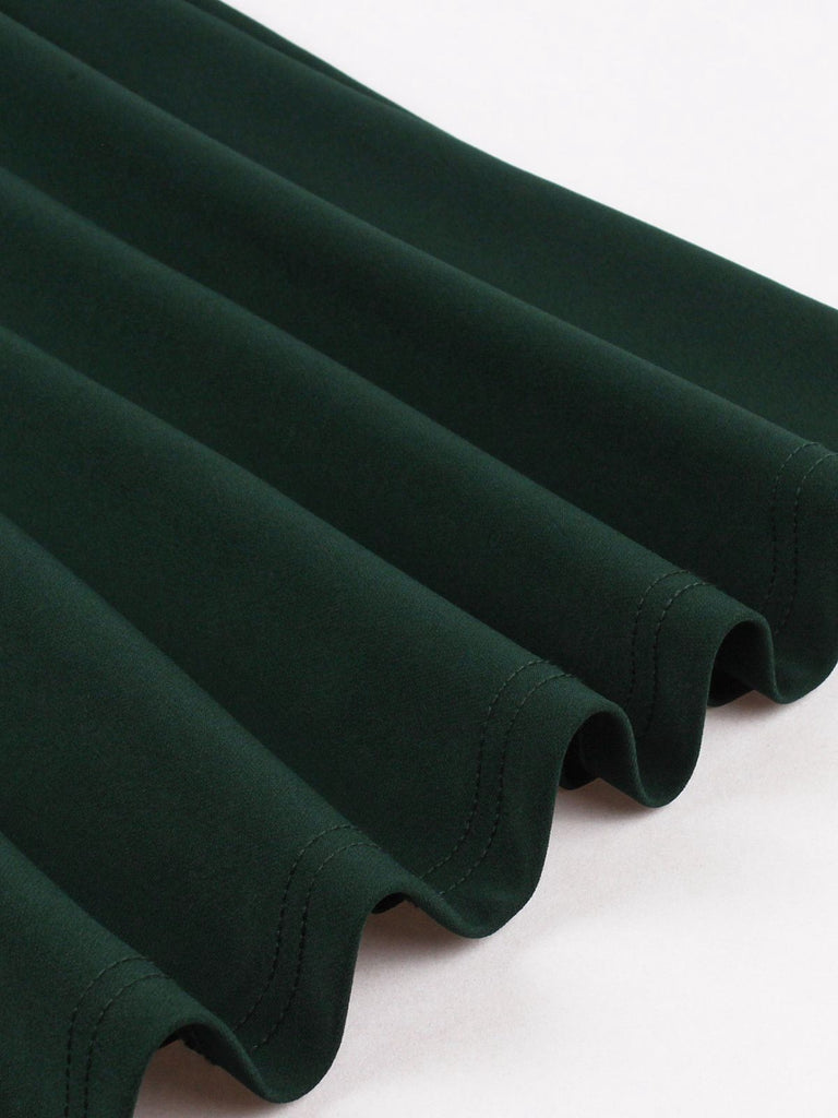 1950s Solid Side Buttons Pocket Skirt