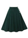 1950s Solid Side Buttons Pocket Skirt