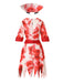 Red 1950s Halloween Zombie Nurse Blood Stains Dress