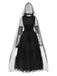Black 1980s Halloween Mesh Patchwork Dress With Cape